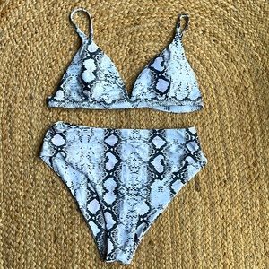 White snake skin bikini (high waist) NWOT